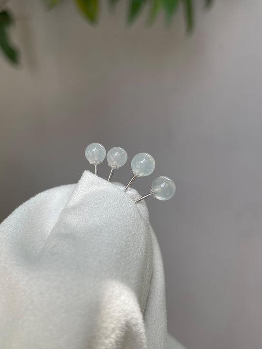 Colourless Jade Stud Earrings (NJE040)