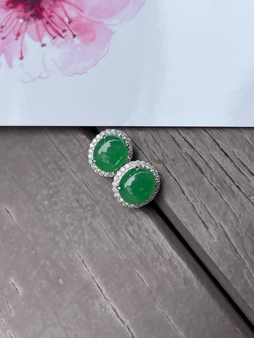 Green Jade Earrings - Cabochons (NJE048)