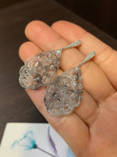 Load image into Gallery viewer, Icy Black Carved Jade Earrings (NJE050)
