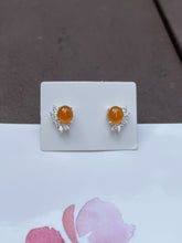 Load image into Gallery viewer, Icy Orange Jade Earrings - Cabochons (NJE051)

