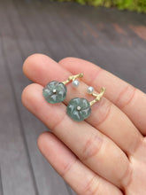 Load image into Gallery viewer, Carved Jade Earrings - Plum Blossoms (NJE052)
