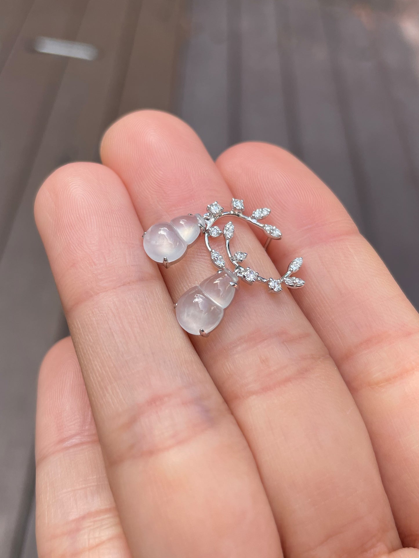Icy Jadeite Dangling Earrings - Hu Lu 葫芦 (NJE054)