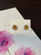 Load image into Gallery viewer, Icy Orangy Yellow Jade Earrings - Cabochons (NJE056)
