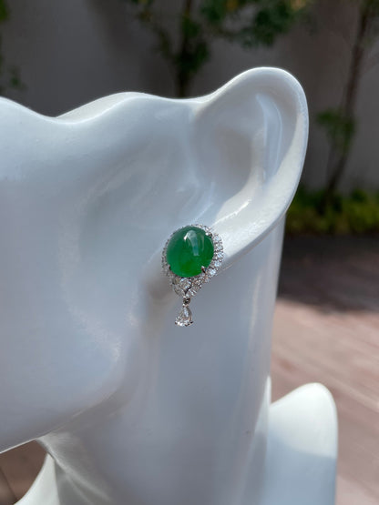 Green Jade Earrings - Cabochons (NJE058)