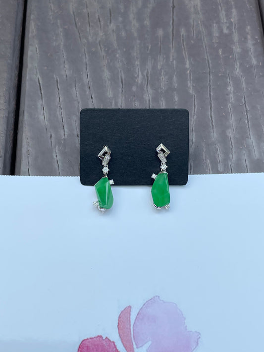 Green Jade Dangling Earrings (NJE062)