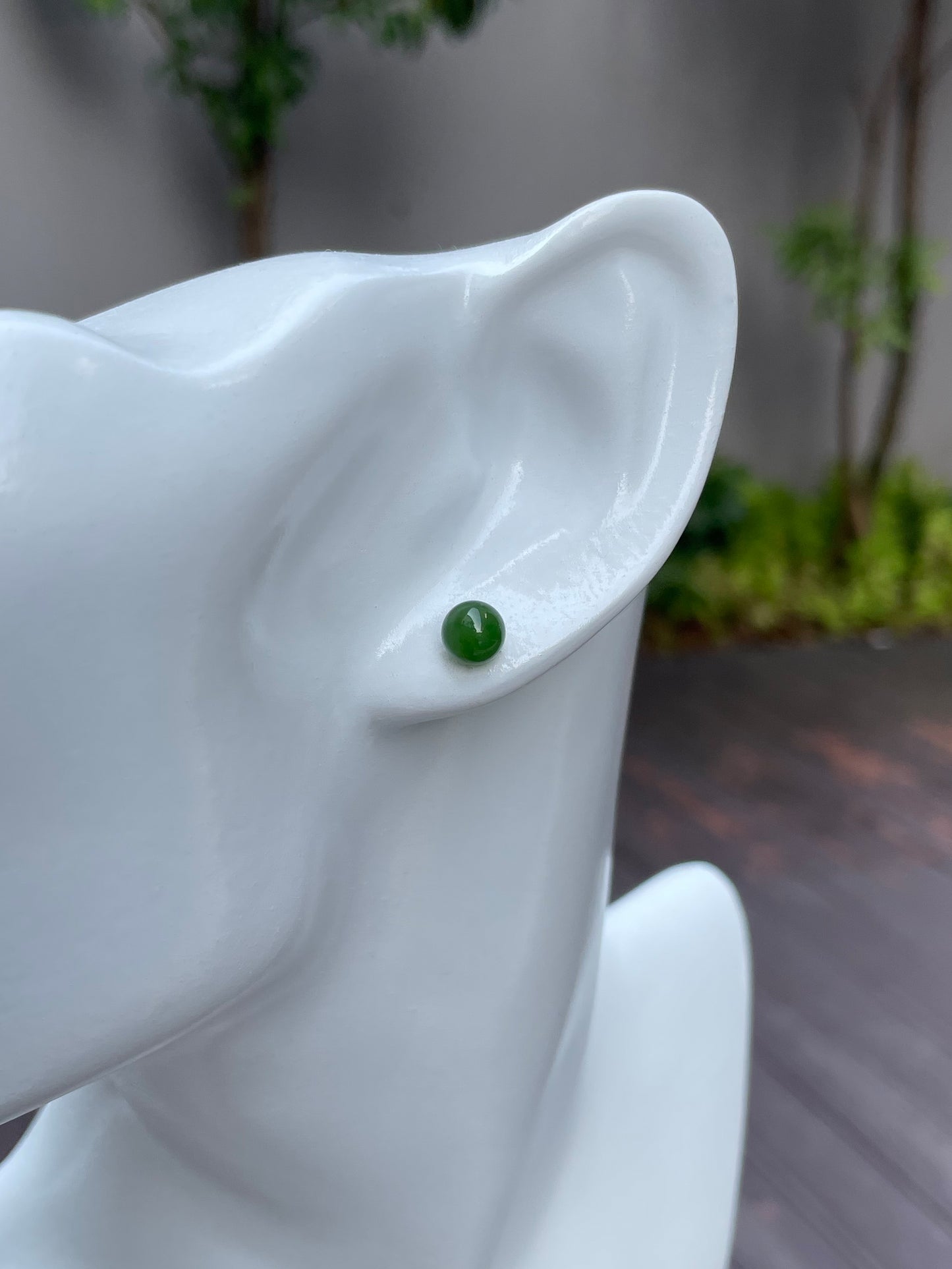 Green Nephrite Stud Earrings (NJE064)