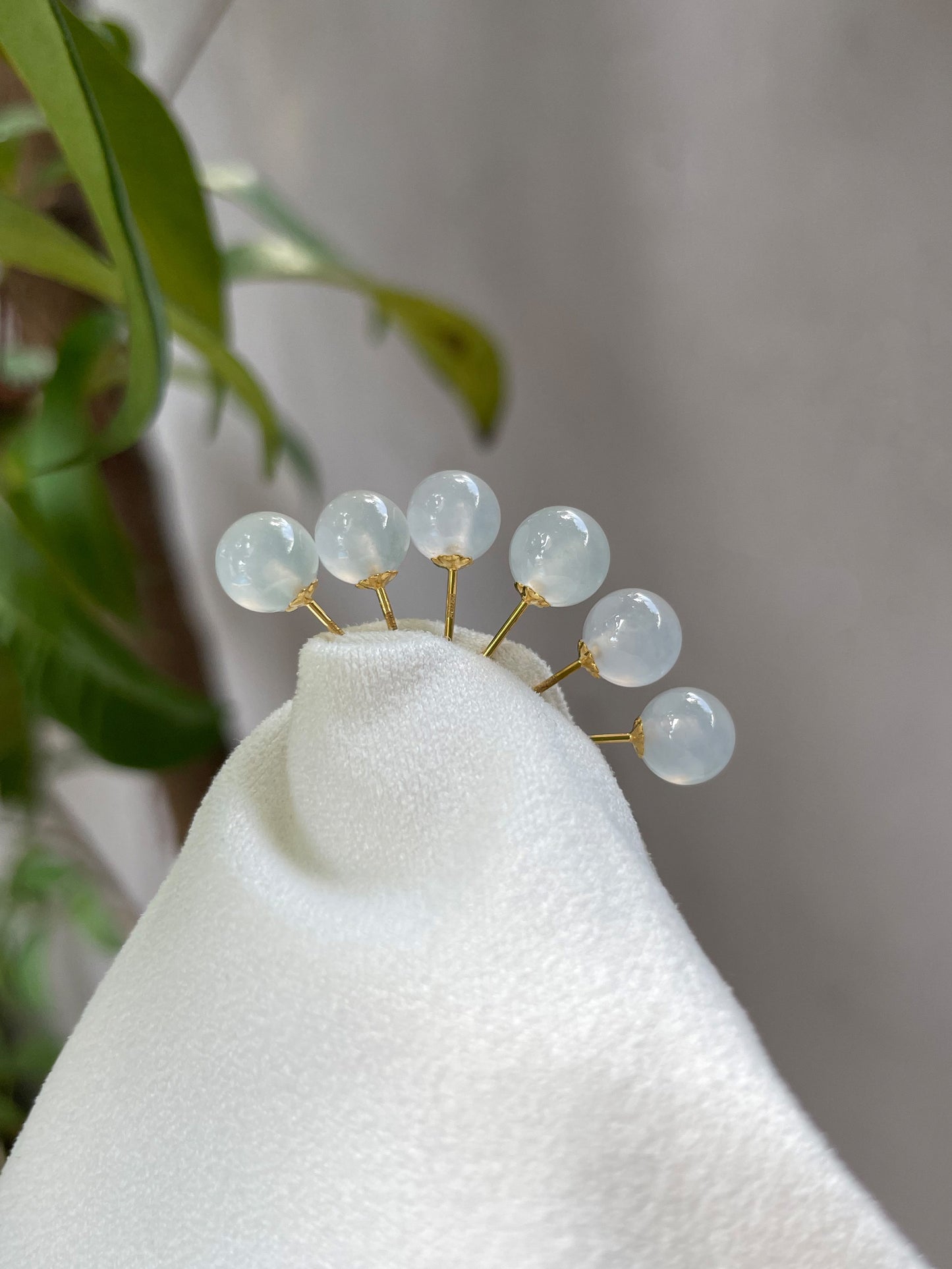 Icy Jade Stud Earrings (NJE066)