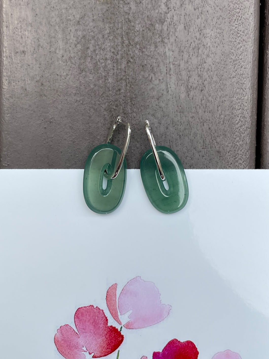 Bluish Green Jade Earrings (NJE070)