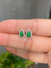 Load image into Gallery viewer, Green Jadeite Earrings - Hu Lu 葫芦 (NJE074)
