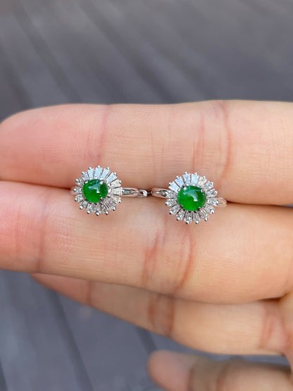 Green Jadeite Earrings (NJE075)