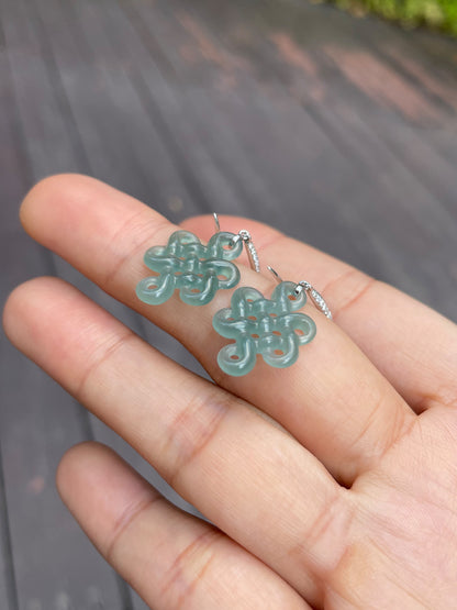 Carved Jadeite Earrings - Eternity Knot (NJE076)