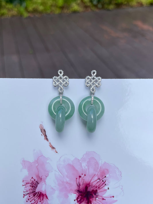 Green Jadeite Earrings - Double Hoop (NJE077)