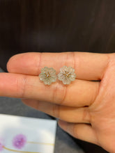 Load image into Gallery viewer, Icy Carved Jade Earrings - Cherry Blossom (NJE078)
