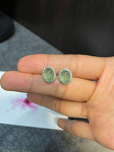 Load image into Gallery viewer, Icy Green Jade Cabochon Earrings (NJE082)
