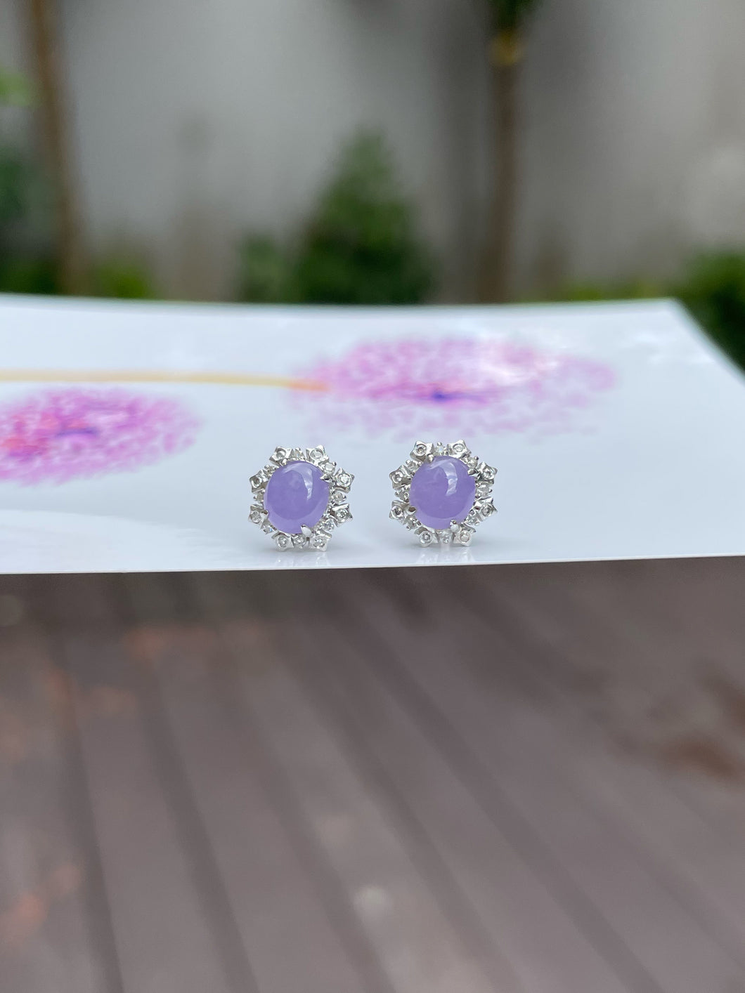 Lavender Jade Cabochon Earrings (NJE085)