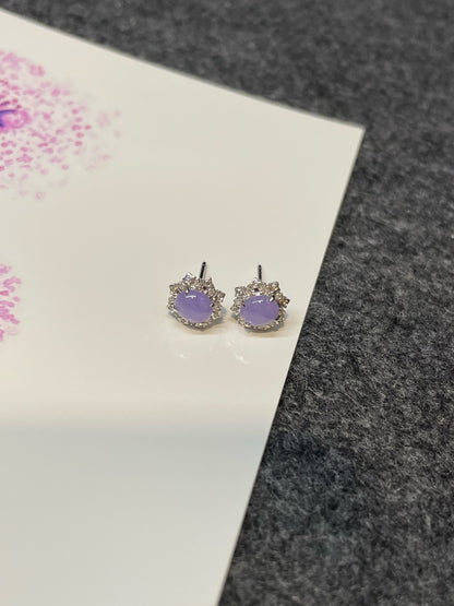 Lavender Jade Cabochon Earrings (NJE085)