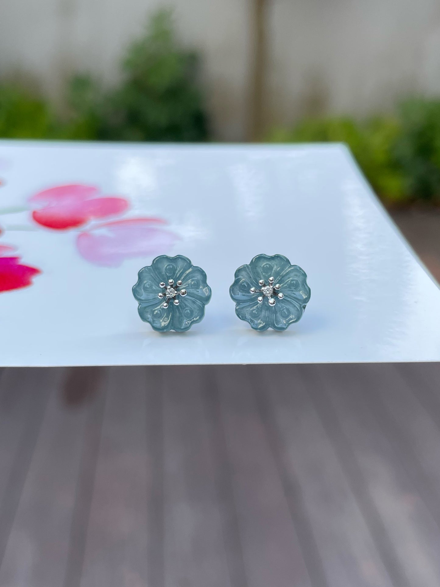 Blue Jade Earrings Cherry Blossom (NJE088) – New Jade