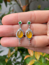 Load image into Gallery viewer, Icy Yellow Jade Cabochon Earrings (NJE093)
