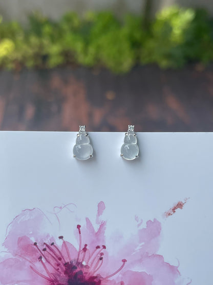 Icy Jadeite Earrings - Hu Lu 葫芦 (NJE094)