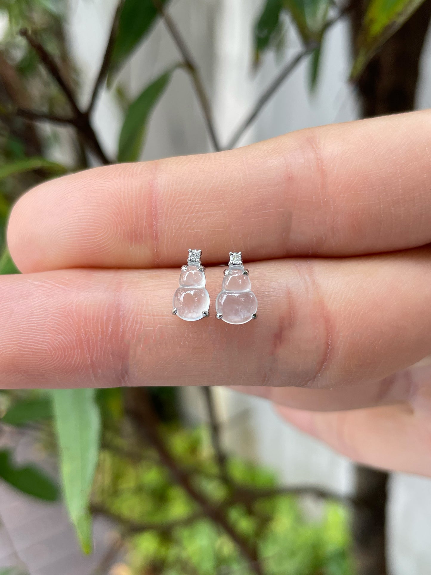 Icy Jadeite Earrings - Hu Lu 葫芦 (NJE094)