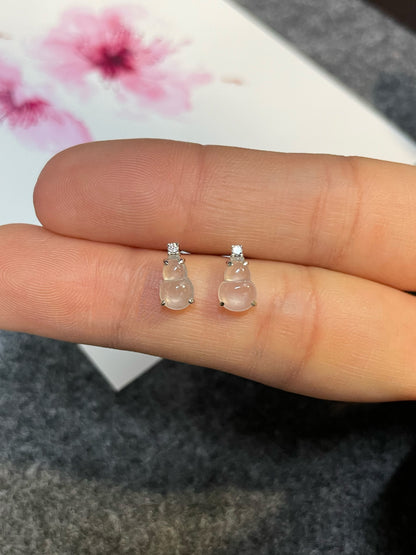 Icy Jadeite Earrings - Hu Lu 葫芦 (NJE094)