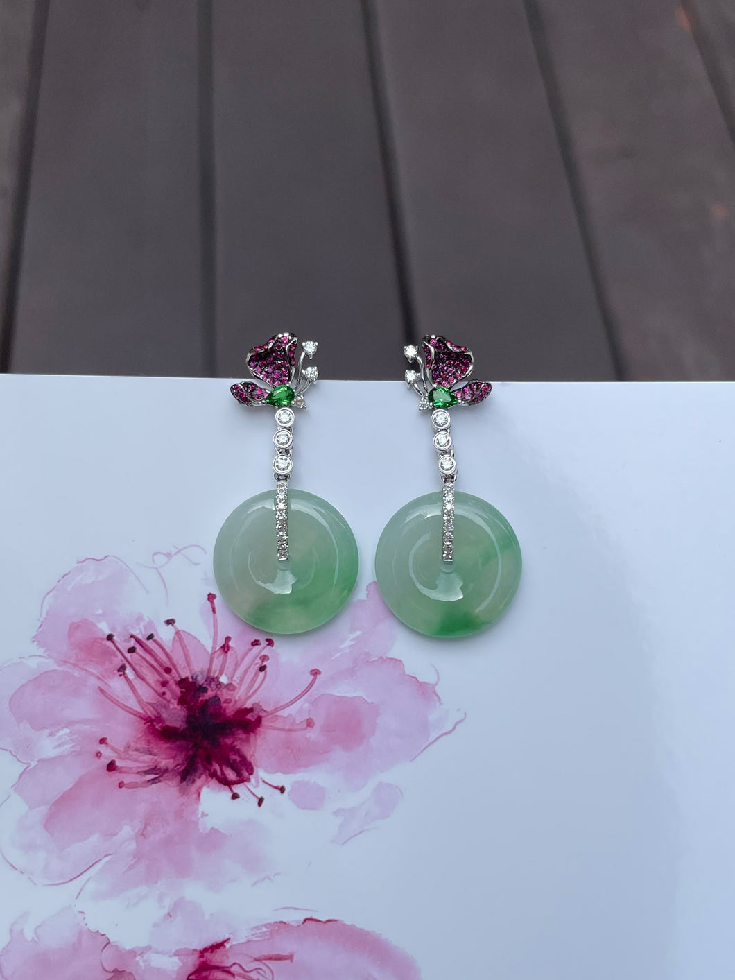 Icy Green Jade Earrings - Safety Coin (NJE095)