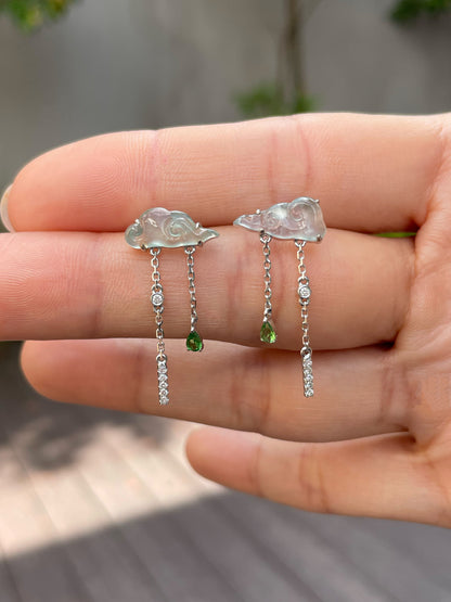 Glassy Jade Clouds Earrings (NJE097)