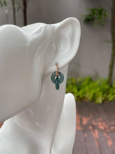 Load image into Gallery viewer, Greenish Blue Jadeite Earrings - Double Hoop (NJE098)
