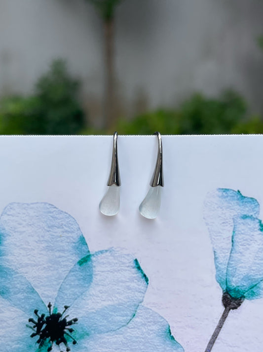 Glassy Jade Earrings - Raindrops (NJE099)