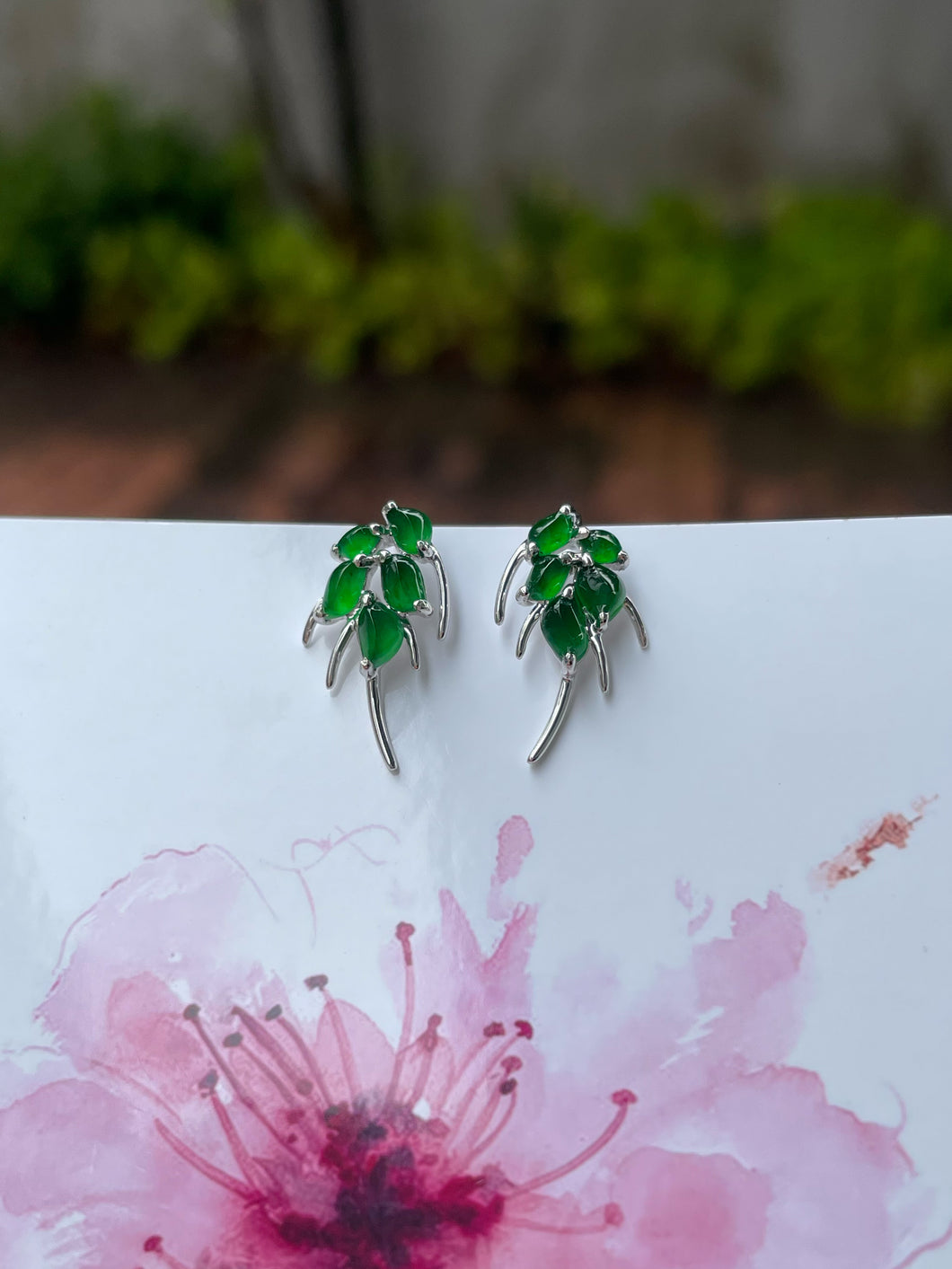 Green Jadeite Earrings - Wheat (NJE104)