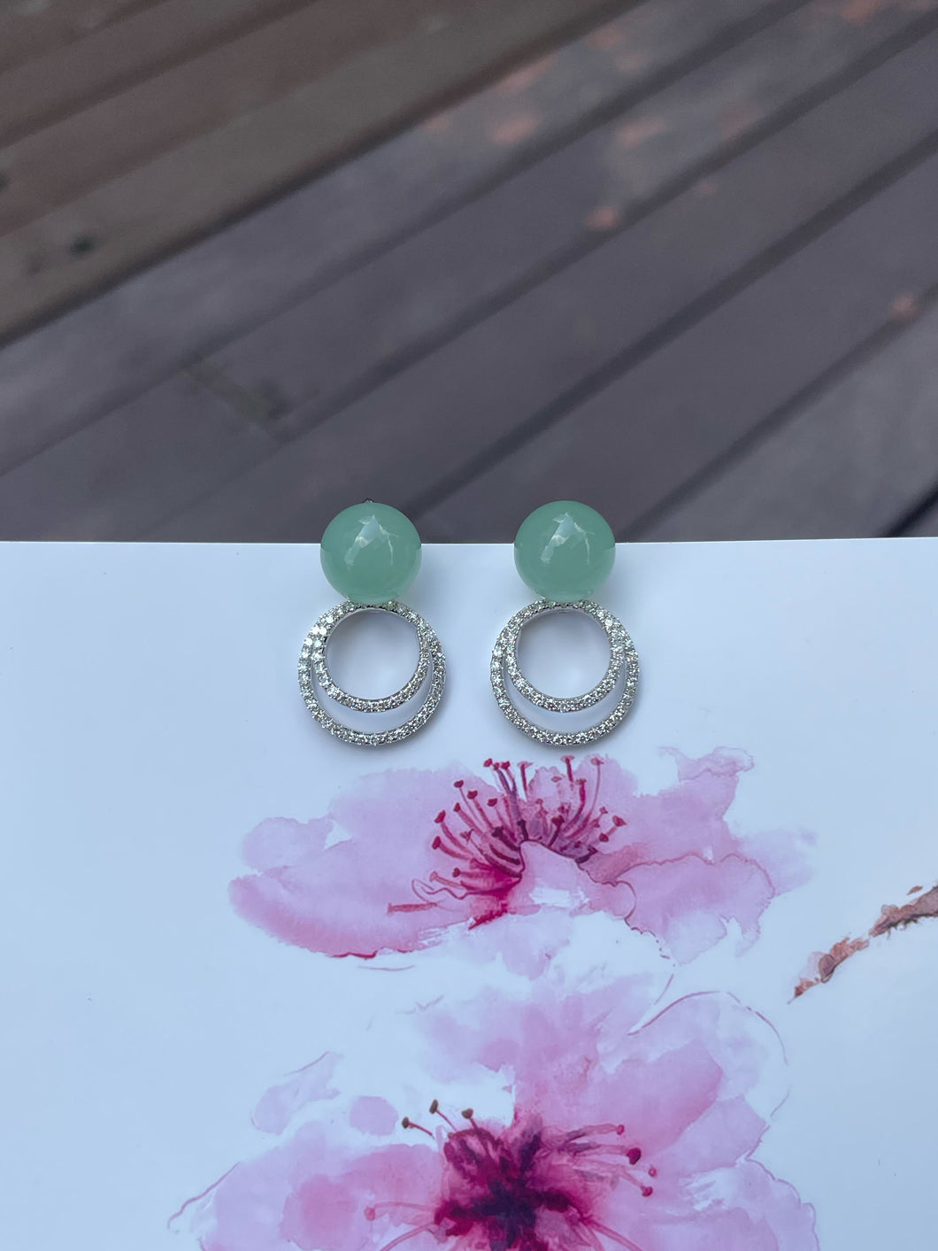 Light Green Jade Ball Earrings (NJE106)
