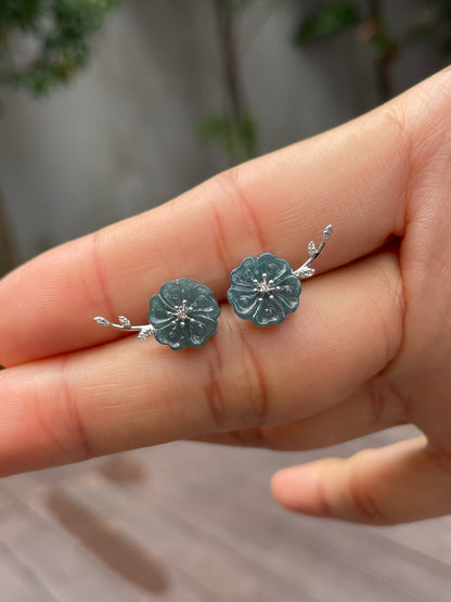 Blue Jade Earrings - Cherry Blossom (NJE108)