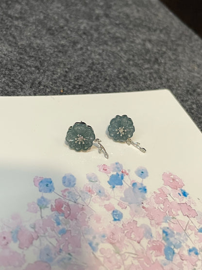 Blue Jade Earrings - Cherry Blossom (NJE108)