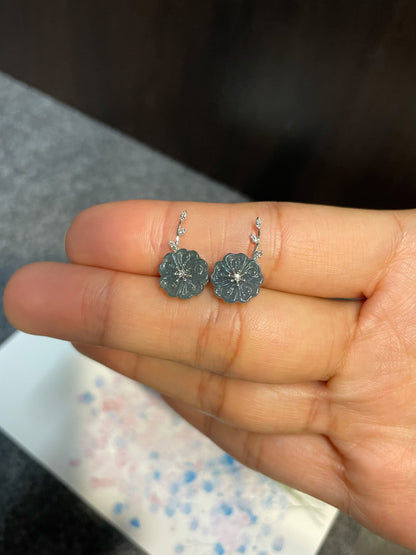 Blue Jade Earrings - Cherry Blossom (NJE108)