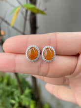 Load image into Gallery viewer, Orange Jade Earrings - Cabochons (NJE109)
