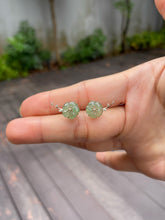 Load image into Gallery viewer, Icy Green Carved Jade Earrings - Plum Blossoms (NJE111)
