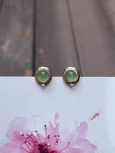 Load image into Gallery viewer, Icy Green Jade Cabochon Earrings (NJE112)
