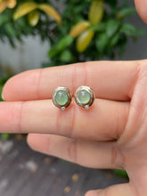 Load image into Gallery viewer, Icy Green Jade Cabochon Earrings (NJE112)
