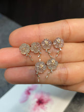 Load image into Gallery viewer, Icy Carved Jade Earrings - Plum Blossoms (NJE113)
