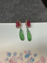 Load image into Gallery viewer, Icy Black &amp; Icy Green Jade Earrings / Pendant (NJE114)
