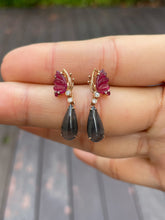 Load image into Gallery viewer, Icy Black &amp; Icy Green Jade Earrings / Pendant (NJE114)
