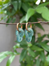 Load image into Gallery viewer, Greenish Blue Jadeite Earrings - Double Hoop (NJE115)
