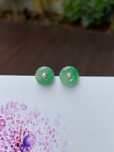 Load image into Gallery viewer, Green Jade Earrings - Safety Coin (NJE124)
