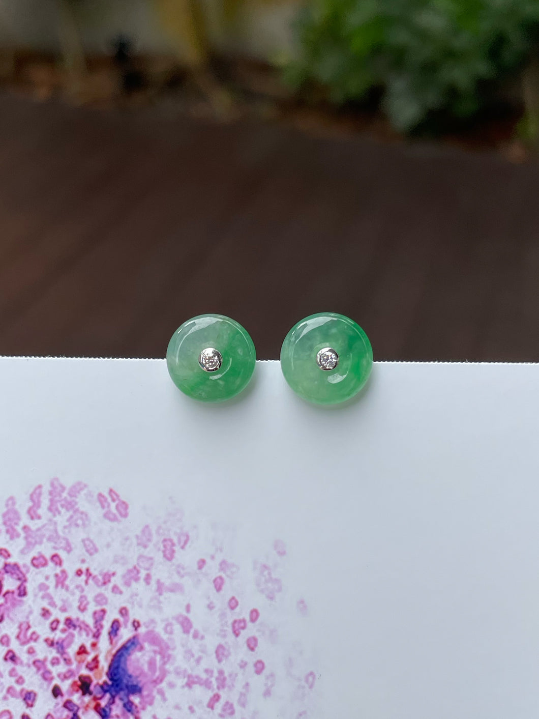 Green Jade Earrings - Safety Coin (NJE124)