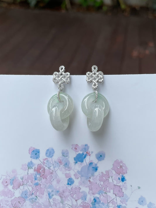 Icy Jadeite Earrings - Double Hoop (NJE125)