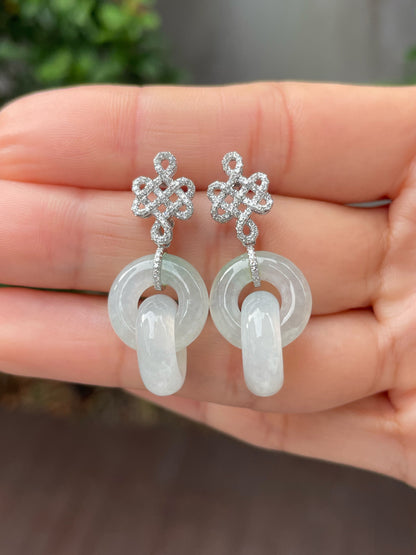 Icy Jadeite Earrings - Double Hoop (NJE125)