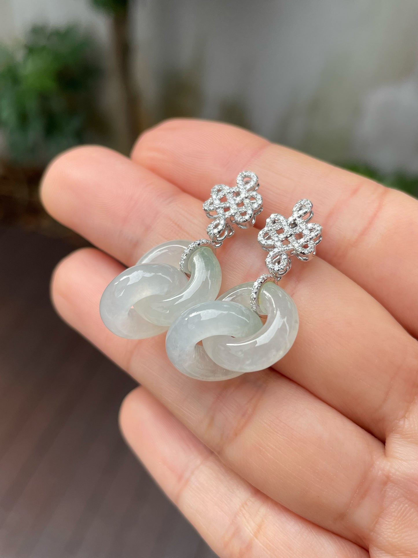 Icy Jadeite Earrings - Double Hoop (NJE125)