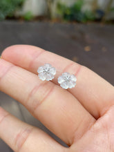 Load image into Gallery viewer, Icy Carved Jade Earrings - Plum Blossoms (NJE126)
