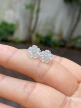 Load image into Gallery viewer, Icy Carved Jade Earrings - Plum Blossoms (NJE126)

