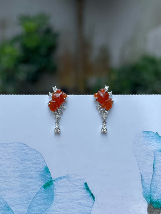 Red Jade Earrings - Goldfish (NJE127)